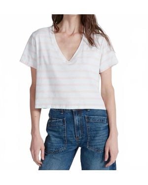 ASKK NY Shrunken V-Neck Stripe Tee - White