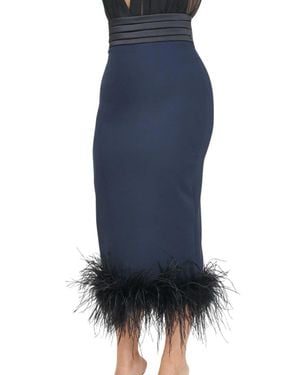 SANTAS Polyester Elastane Midi Skirt - Blue