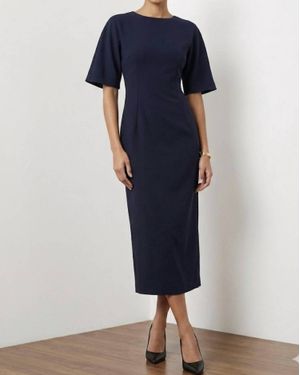 Mantu Short Sleeve Midi Dress - Blue