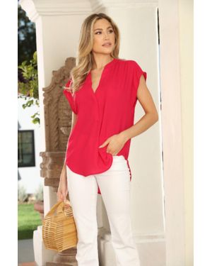 Veronica M Woven Dolman Top - Red