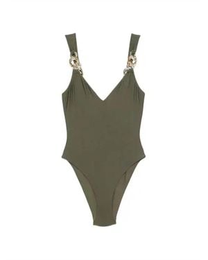 Jonathan Simkhai Regan V Neck One Piece Swimsuit - Green