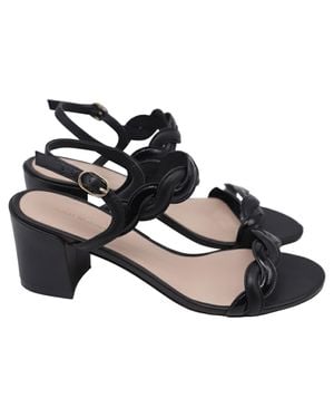 Stuart Weitzman Twistie Block Sandals - Black