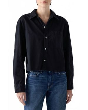 AMO Ruth Crop Button Down Shirt - Blue