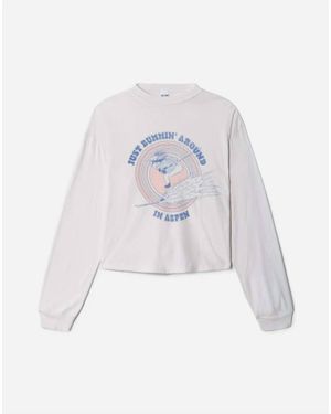 RE/DONE Boxy Boyfriend Ski Bum Long Sleeve Shirt - White