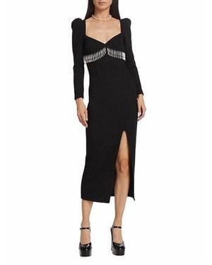 Saylor Alina Pearl Fringe Sweater Midi Dress - Black