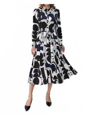 Miss Finch Abstract Harmony Shirt Midi Dress - Black