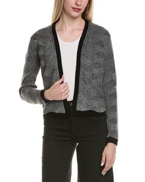Sofiacashmere Two Tone Brioche Cable Wool & Cashmere-Blend Cardigan - Gray