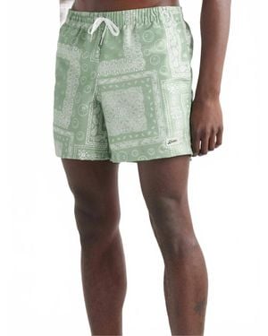 Bather Paisley Lined Swim Trunks - Green