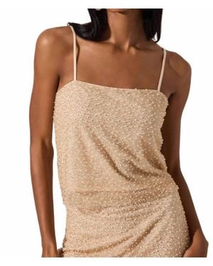 Astr Messina Pearl Embellished Top - Brown