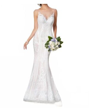 Kitty Chen Couture Ivana Mermaid Lace Dress - White