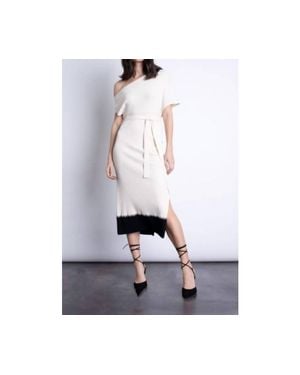 Karina Grimaldi Amber Off Shoulder Knit Midi Dress - White