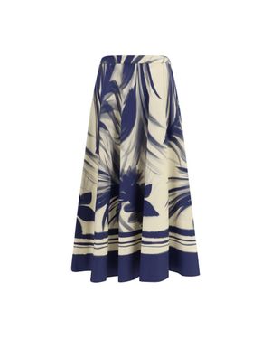 Sara Roka Cotton Midi Skirt - Blue