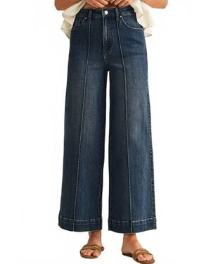 Anniewear Kelsey Pin Tuck Wide Leg Jeans - Blue