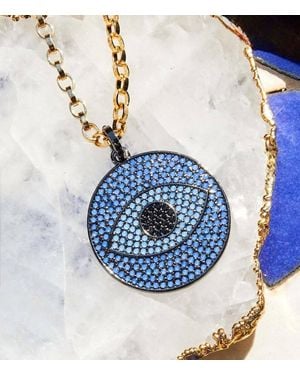 Marlyn Schiff Pavé Crystal Pendant Necklace - Blue