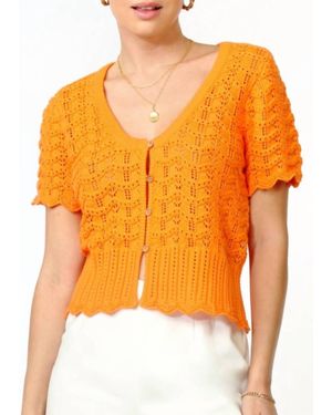 Greylin Shanti Scalloped Open Neck Cardigan - Orange