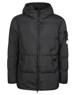 Stone Island Rds Padded Quilted Hooded Down Jacket - Black