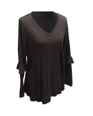 Style & Co. Ruffled Elbow V-Neck Sweater - Black