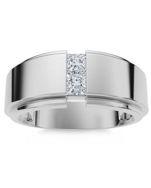 Pompeii3 14K Princess Cut Diamond Wedding Ring Size Selectable - Gray