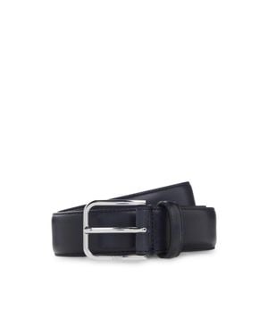 BOSS Leather Business Belt With Polished Buckle - Blue
