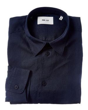 NN07 Nn.07 Elian Linen Dress Shirt - Blue