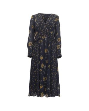 Ba&sh Finaya Floral-Print Long Sleeve Midi Dress - Gray