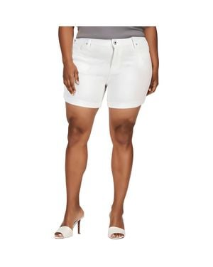 Celebrity Pink Plus The Sugar Mid-Rise Cuffed Denim Shorts - White