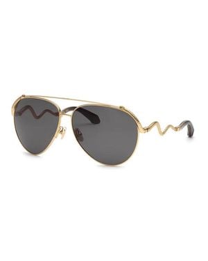 Roberto Cavalli Sunglasses Aviator Full Rim, Shiny Rose Frame And Dark Lens Src090M0300 - Gray