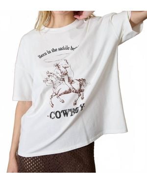 Blu Pepper Cowboy Oversized Graphic Shirt - White