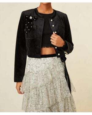 LoveShackFancy Clarkson Crop Jacket - Black
