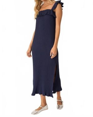 Project Social T Mona Ruffle Sleeve Sweater Rib Dress - Blue