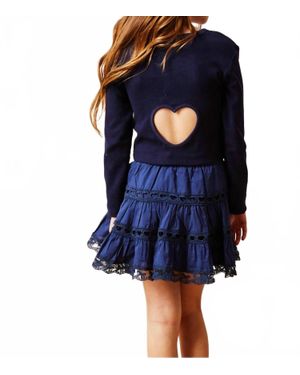 Theme Sloane Long Sleeve Heart Cut Out Top - Blue