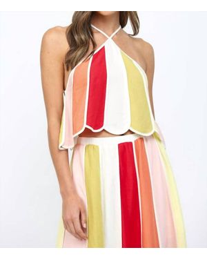 Fate Color Block Halter Top - Red