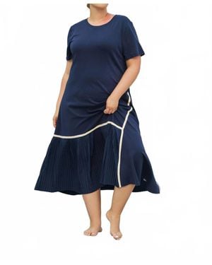 Joh Rowan Pointe Knit Dress With Pleating - Blue