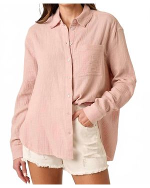 Mittoshop Collared Button Down Long Sleeve Shirt - Pink
