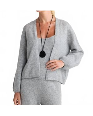 W. Cashmere Juniper Balloon-Sleeve Open Cardigan - Gray