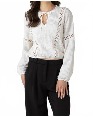 Dex Lace Inset Blouse - White