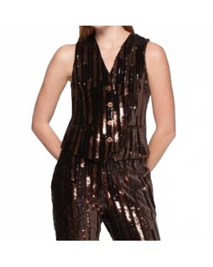 Vilagallo Sleeveless Sequin Vest - Black
