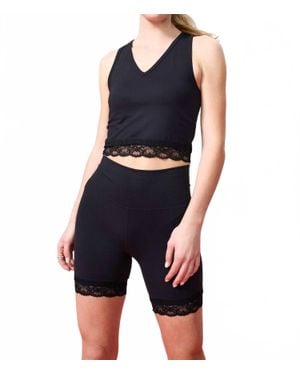 Terez Tlc Lace Trim Biker Shorts - Blue