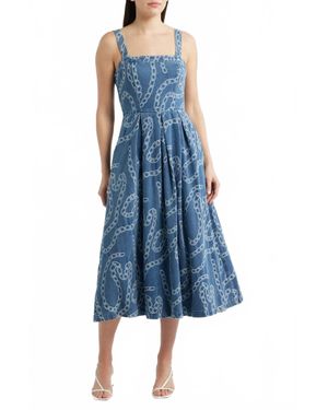 ZOE AND CLAIRE Chain Jacquard Dress - Blue