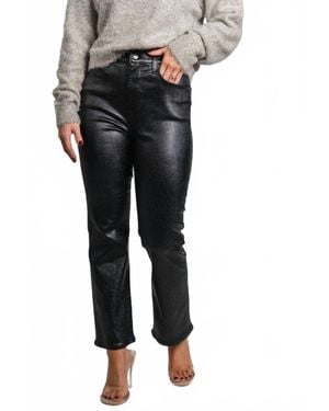 DAZE Shy Girl Coated Crop Flare Jeans - Black