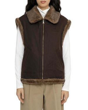MC2 Saint Barth Hesketh Wax Fur Vest With Plush Lining And Distinctive Detailing - Brown