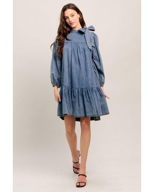 TRUEDAMES Common Ground Light Weight Denim Mini Dress - Blue