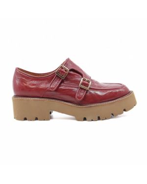 All Black Wide Pelt Lugg Loafers - Red