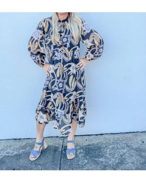 Jodifil Somewhere Out There Floral Print Midi Dress - Blue