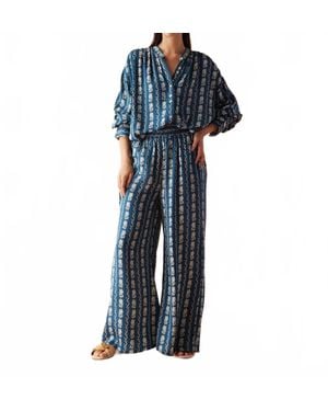 Omika Ezra Button Down Front Blouse - Blue