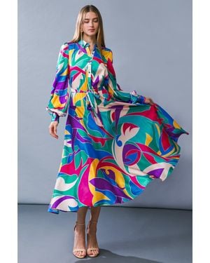 TRUEDAMES Focused On Priorities Woven Midi Dress - Blue