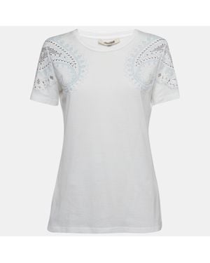 Roberto Cavalli Crystal Embellished Jersey T-Shirt - White
