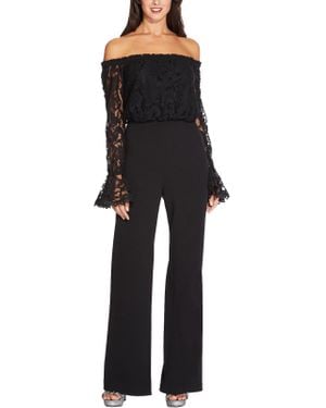 Adrianna Papell Off The Shoulder Lace Jumpsuit - Black
