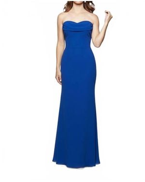 Milano Formals Flowing Cowl Neck Muse Maxi Dress - Blue