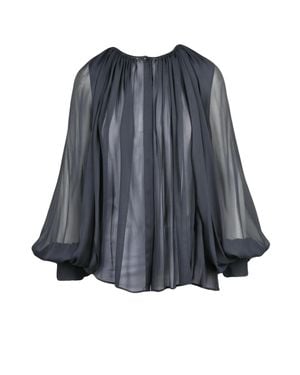 Semicouture Acetate-Blend Pleated Voile Blouse - Gray